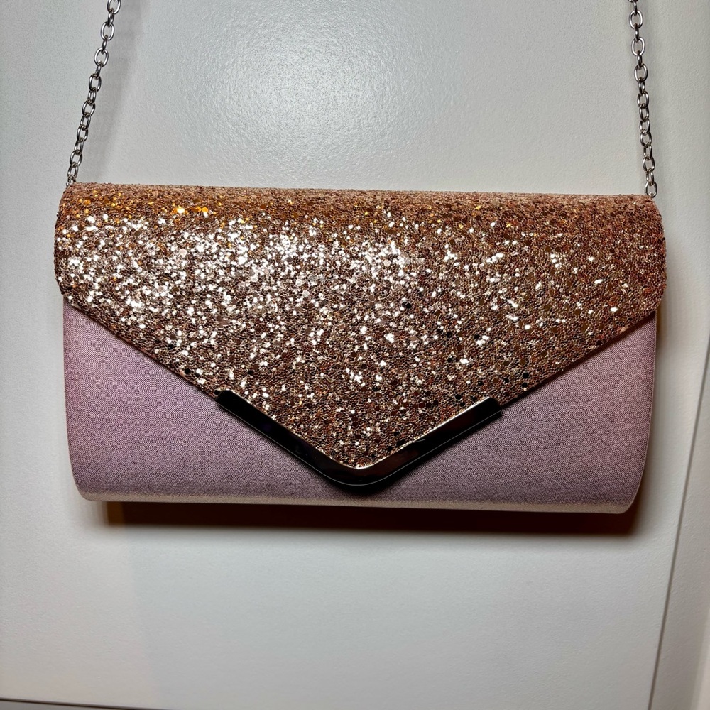 Elegant Glitter Clutch - Pink and Rose Gold